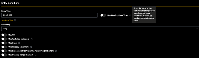 option omega entry conditions