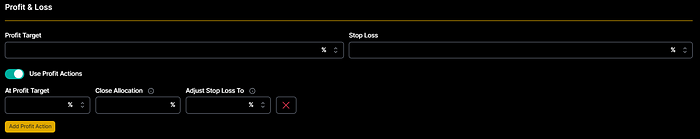 option omega profit and loss settings